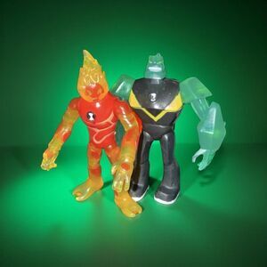 Ben 10 Alien Diamond Head & Heat Blast Figures 5” A30